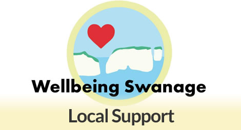 Swanage wellbeing logo says Swanage Wellbeing